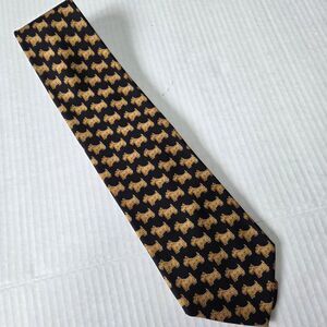 BROOKS BROTHERS Scottish Terrier Scottie Tie Necktie Blue Gold